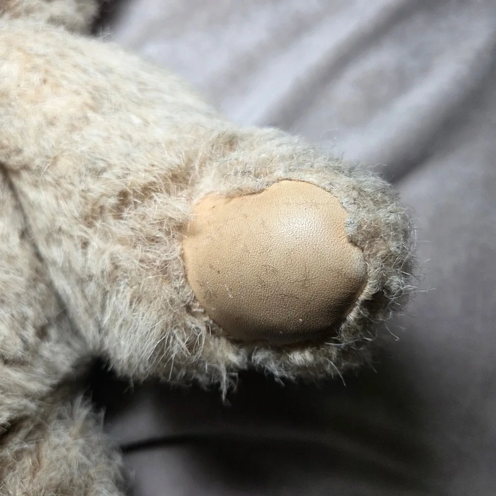 Vtg 1984 Handcrafted Sennebec Teddy Bear Jointed Mohair Wool Leather Plush Toy